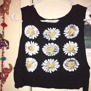 Four Girlz distressed daisy crop top